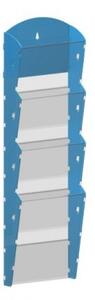 Nástenný plastový zásobník na prospekty - 1x4 A5, modrý