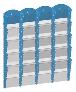 Nástenný plastový zásobník na prospekty - 4 x 5 A5, modrý