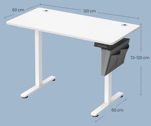 SONGMICS Elektricky nastaviteľný písací stôl Vasagle Paradise 120 cm biely