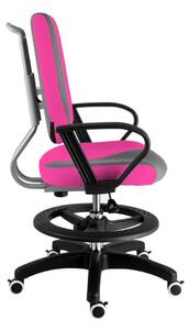 Detská rastúca stolička s podnožou BAMBINO S – látka, šedo-ružová