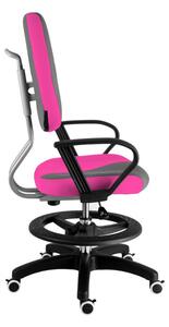 Detská rastúca stolička s podnožou BAMBINO S – látka, šedo-ružová
