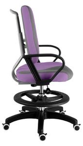 Detská rastúca stolička s podnožou BAMBINO S – látka, šedo-fialová