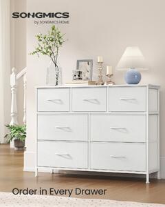 SONGMICS Komoda BELLAH s oceľovým rámom, 7 zásuviek, moderný štýl, 99 x 74 x 30 cm, biela