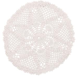 Biele bavlnené okrúhle prestieranie čipka Lace white - Ø 32*0,5cm - J-Line by Jolipa