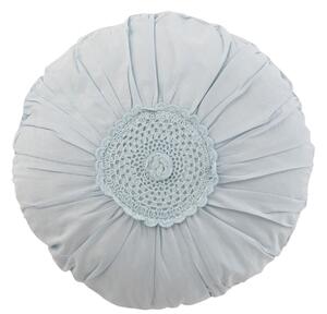 Pomněnkový bavlnený vankúš s čipkou Lace blue - Ø 40*11cm - J-Line by Jolipa