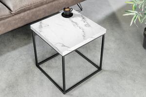 Dizajnový odkladací stolík Haines 45 cm vzor biely mramor