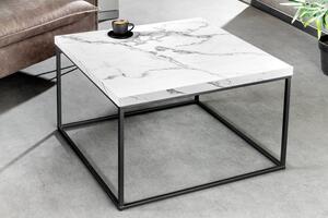 Dizajnový konferenčný stolík Haines 45 cm vzor biely mramor