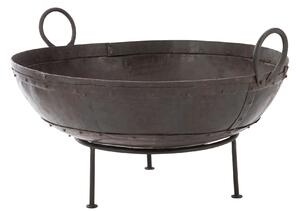Čierno-hnedé antik kovové okrúhle ohnisko - 72*65*40 cm - J-Line by Jolipa