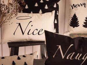 Čierna obliečka na vankúš Naughty a Nice z Black&White X-Mas - 30*50 cm - Clayre & Eef