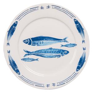 Porcelánový dezertný tanier s rybkami Fish Blue - Ø 20*2 cm - Clayre & Eef