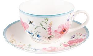 Porcelánová šálka s tanierikom Meadow - 12*8*10 cm / Ø15*2 cm / 230 ml - Clayre & Eef