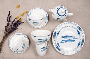 Porcelánová miska na polievku s rybkami Fish Blue - Ø 14*7 cm / 500 ml - Clayre & Eef