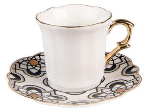Biela porcelánová šálka s farebným tanierikom Cuppie - Ø12*7 / 95 ml - Clayre & Eef