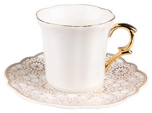 Biela porcelánová šálka so vzorovanou tanierikom Cuppie - Ø 12*7 / 95 ml - Clayre & Eef