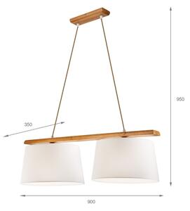 Luster na lanku AIDA, 2xE27/60W/230V, priemer 35 cm, dub
