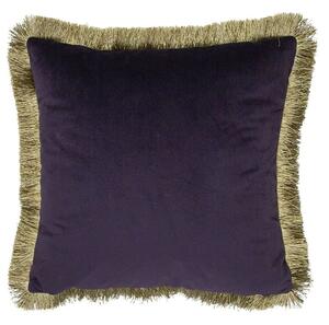 Fialový zamatový vankúš so zlatými strapcami Fringes gold - 45*45*10cm - Mars & More