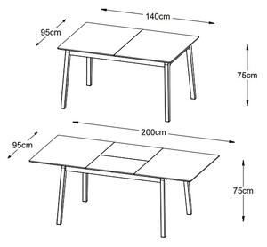 Rozkladací jedálenský stôl Zabrina 140-200 cm prírodný dub