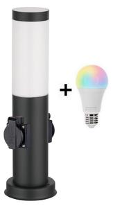 Brilagi - LED RGBW Vonkajšia lampa s 2 zásuvkami 1xE27/9W/230V 40 cm IP44 čierna