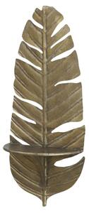 Mosadzná antik nástenná kovová polička v tvare peria Feather - 24*12*56cm - Chic Antique