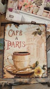 Nástenná kovová ceduľa Café a Paris - 20*25 cm - Ostatní