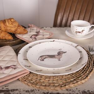 Porcelánový dezertný tanier s jazvečíkmi Dachshund Love - Ø 20cm - Clayre & Eef