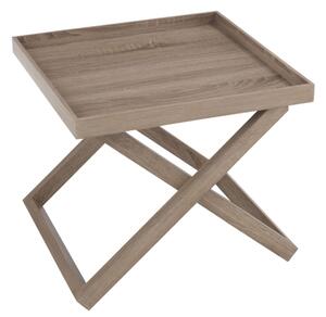 Hnedý drevený odkladací stolík s podnosom Butlertray - 52*52*46cm - J-Line by Jolipa