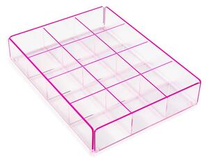 Ružový úložný box s 12 priehradkami Versa Ariel