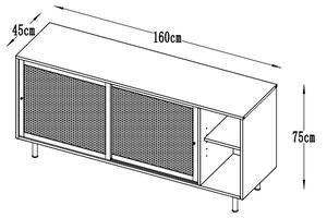 Dizajnová komoda Taiyanna 160 cm sivá