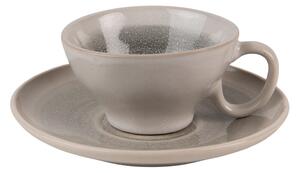 Šedo-zelená keramická šálka s tanierikom - 10*8*5 cm / Ø 14*1 cm / 100 ml - Clayre & Eef