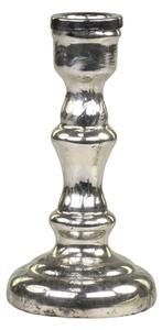 Strieborný antik sklenený svietnik na úzku sviečku - Ø 7*13cm - Chic Antique