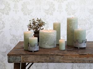 Zelená široká sviečka Rustic pillar verte - Ø 7*10cm/ 40h - Chic Antique