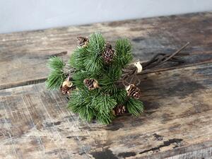 Vianočná zelená vetvička so šiškami Fir Branch - 30cm - Chic Antique