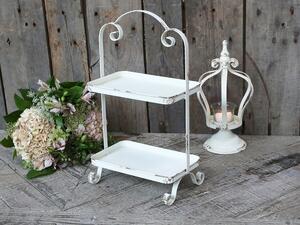 Krémový antik kovový 2-poschodový etažér Luisa - 21*13*37 cm - Chic Antique