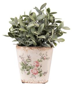 Keramický obal na kvetináč s ružami Rossia S - 13*13*12 cm - Clayre & Eef