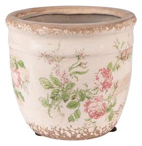 Keramický obal na kvetináč s ružami Rossia S - Ø 12*11 cm - Clayre & Eef