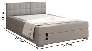 Boxspringová posteľ 140x200, sivohnedá TAUPE, FERATA TV KOMFORT
