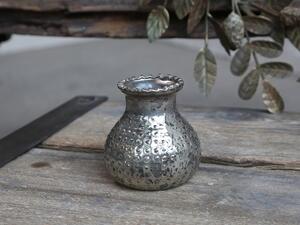 Strieborná antik sklenená dekoračná vázička Marcia - Ø 9*8cm - Chic Antique
