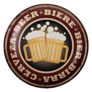 Nástenná okrúhla kovová ceduľa pivo Beer - Ø 35*2 cm - Clayre & Eef