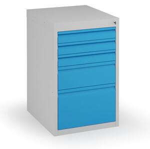 Podstavný dielenský box na náradie s dverami a zásuvkou KOVONA, bez políc, 800 x 480 x 610 mm