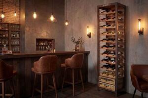 Dizajnový regál na víno Winebar 190 cm borovica