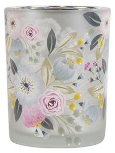 Farebný skleněný svícen Wild Flowers Rose M - Ø 10*12,5cm - Mars & More