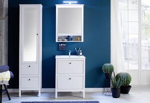 Kúpeľňová skrinka so zrkadlom Ole, biela, šírka 62 cm
