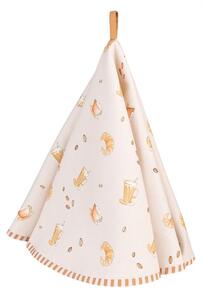 Béžová okrúhla bavlnená utierka s macičkami Kitty Cats - Ø 80 cm - Clayre & Eef