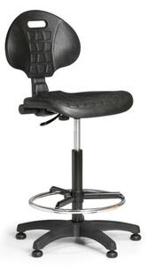 Pracovná stolička s klzákmi PUR, permanentný kontakt, čierna