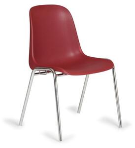 Plastová jedálenská stolička ELENA, červená, chrómované nohy