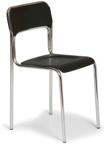 Plastová jedálenská stolička ASKA, čierna, chrómované nohy