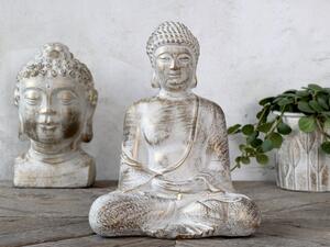 Bielo - zlatá antik dekorácia socha Budha - 23*17*28cm - Chic Antique