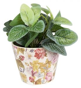 Keramický obal na kvetináč s kvetmi Lovely Flowers XS - Ø12*10 cm - Clayre & Eef