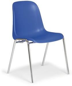 Plastová jedálenská stolička ELENA, modrá, chrómované nohy