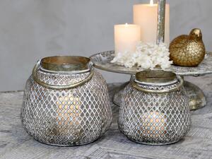 Bronzová antik kovová lampáš s uchom Vire - Ø20*18cm - Chic Antique